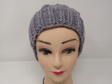 Handcrafted Knitted Hat Beanie Gray Textured Pom Pom 100% Fine Wool Female Adult -- New No Tags