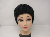 Handcrafted Knitted Hat Beanie Black Textured 100% Merino Wool Female Adult -- New No Tags