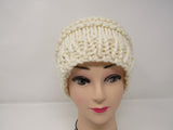 Handcrafted Knitted Hat Beanie Cream Textured Pom Pom Acrylic Wool Female Adult -- New No Tags