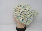 Handcrafted Knitted Hat Beanie Pom Pom 100% Merino Wool Female Adult Polka Dot -- New No Tags