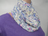 Handcrafted Knitted Cowl 100% Merino Wool Female Adult Ivories Plaids & Checks -- New No Tags