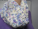 Handcrafted Knitted Cowl 100% Merino Wool Female Adult Ivories Plaids & Checks -- New No Tags