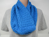 Handcrafted Knitted Cowl Wrap Blue Textured Alpaca/Merino Female Adult -- New No Tags