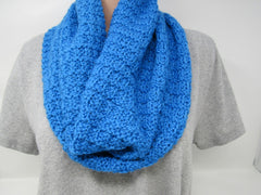 Handcrafted Knitted Cowl Wrap Blue Textured Alpaca/Merino Female Adult -- New No Tags