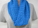 Handcrafted Knitted Cowl Wrap Blue Textured Alpaca/Merino Female Adult -- New No Tags