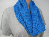 Handcrafted Knitted Cowl Wrap Blue Textured Alpaca/Merino Female Adult -- New No Tags