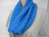 Handcrafted Knitted Cowl Wrap Blue Textured Alpaca/Merino Female Adult -- New No Tags