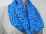 Handcrafted Knitted Cowl Wrap Blue Textured Alpaca/Merino Female Adult -- New No Tags