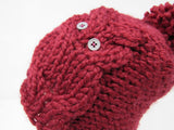 Handcrafted Knitted Hat Beanie Cranberry Acrylic/Wool Owl Pom Pom Female Adult -- New No Tags