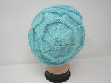 Handcrafted Knitted Hat Beanie Light Teal Textured Merino Cashmere Female Adult -- New No Tags