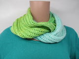 Handcrafted Knitted Cowl Shawl Wrap Teal/Green Merino Cashmere Female Adult -- New No Tags