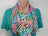 Handcrafted Crocheted Cowl Pink/Teal Textured Merino Nylon Silk Female Adult -- New No Tags
