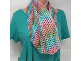 Handcrafted Crocheted Cowl Pink/Teal Textured Merino Nylon Silk Female Adult -- New No Tags