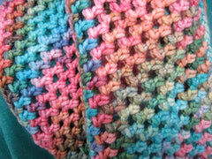 Handcrafted Crocheted Cowl Pink/Teal Textured Merino Nylon Silk Female Adult -- New No Tags