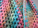 Handcrafted Crocheted Cowl Pink/Teal Textured Merino Nylon Silk Female Adult -- New No Tags