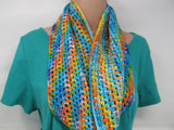 Handcrafted Crocheted Cowl Shawl Wrap Merino Nylon Silk Female Adult Multi-Color -- New No Tags
