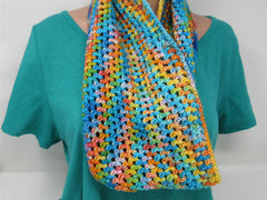 Handcrafted Crocheted Cowl Shawl Wrap Merino Nylon Silk Female Adult Multi-Color -- New No Tags