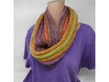 Handcrafted Knitted Cowl Violet/Orange/Yellow Textured Fuzzy Female Adult -- New No Tags