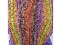 Handcrafted Knitted Cowl Violet/Orange/Yellow Textured Fuzzy Female Adult -- New No Tags