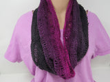 Handcrafted Knitted Cowl Violet/Dark Violet Textured Merino Wool Female Adult -- New No Tags