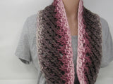 Handcrafted Knitted Cowl Rose/Gray Textured 100% Merino Wool Female Adult -- New No Tags