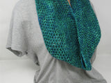 Handcrafted Crocheted Cowl Green/Teal Textured Merino Wool Female Adult -- New No Tags