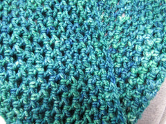 Handcrafted Crocheted Cowl Green/Teal Textured Merino Wool Female Adult -- New No Tags