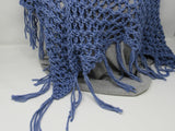 Handcrafted Knitted Shawl Blue Lace Fringes Female Adult -- New No Tags