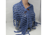 Handcrafted Knitted Shawl Blue Lace Fringes Female Adult -- New No Tags