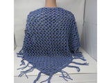 Handcrafted Knitted Shawl Blue Lace Fringes Female Adult -- New No Tags