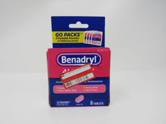 Johnson & Johnson Benadryl Allergy Tablets 8 ct Ultratabs Go Packs -- New