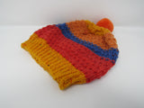 Handcrafted Knitted Hat Textured Pom Pom 100% Acrylic Unisex Kids 2-4 Striped -- New No Tags