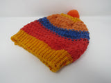 Handcrafted Knitted Hat Textured Pom Pom 100% Acrylic Unisex Kids 2-4 Striped -- New No Tags