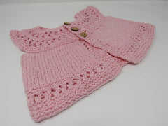 Handcrafted Knitted Sweater Sweaters Pink 100% Cotton Female Kids 0-1 Pinks -- New No Tags