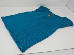 Handcrafted Knitted Sweater Teal Textured Lace Female Kids 6-8 -- New No Tags