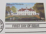 USPS Scott UX305 20c Mount Vernon First Day of Issue Postal Card -- New