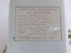 Cambridge Soundworks AC Adapter Output 9VDC 1000mA Genuine/OEM PPI-0901-UL -- Used