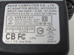 Deer Computer Co LTD AC Adapter Output 4.0-5.5V Input 100V 0.8A 47-63Hz AD1605CF -- Used