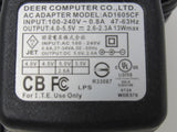 Deer Computer Co LTD AC Adapter Output 4.0-5.5V Input 100V 0.8A 47-63Hz AD1605CF -- Used