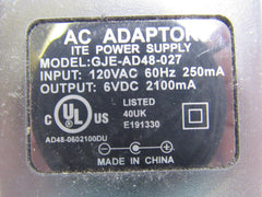 Standard AC Adapter Output 6VDC Input 120VAC 60Hz 250mA GJE-AD48-027 -- Used