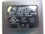 Standard AC Adapter Output 6VDC Input 120VAC 60Hz 250mA GJE-AD48-027 -- Used