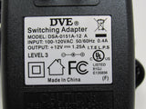 DVE Switching Adapter Output +12V-1.25A Input 100-120VAC Level 3 DSA-0151A-12 A -- Used