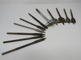 Professional Lot of 11 Spade Drill Bits 1-3/4-in to 3/8-in Vintage -- Used