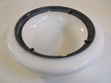 Designer Round Light Fixture Cover Shade 15-in White Vintage Glass -- Used