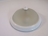 Contemporary 10in Ceiling Light Fixture Ribbed Glass Frosted/White F93WH02 -- Used