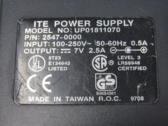 Standard Power Supply Adapter Output 7V Input 100-250V 2.5A UP01811070 -- Used