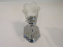 Contemporary 4in Wall Sconce Light Accent Frosted/Bright Chrome Leaf Design -- Used
