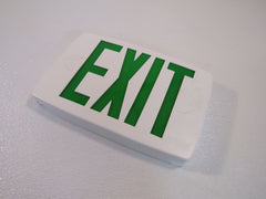 Lithonia Lighted Exit Sign Single Side White/Green 120 VAC 277 VAC 388087 -- New