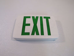 Lithonia Lighted Exit Sign Single Side White/Green 120 VAC 277 VAC 388087 -- New