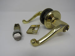 Standard Lever Handle Keyed Entrance Lock Polished Brass -- Used